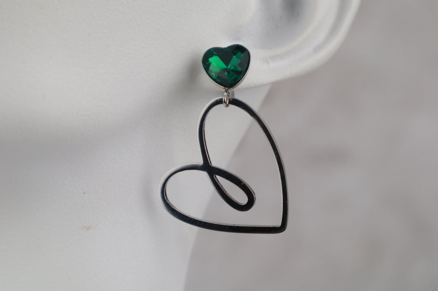 Σκουλαρίκι καρδιά με στρας κρεμαστό