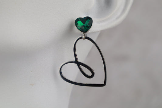 Σκουλαρίκι καρδιά με στρας κρεμαστό