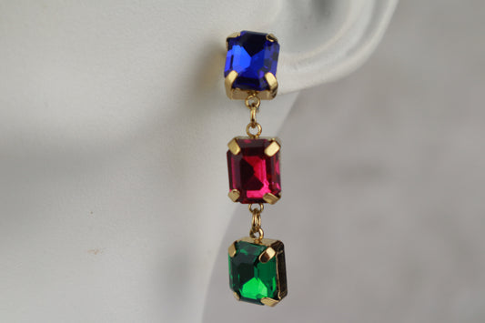 Σκουλαρίκι τριπλό στρας